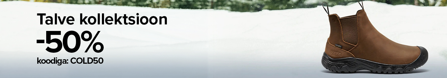 Kuni 11. veebruarini valitud talvekollektsioonile kehtib 50% soodustus koodiga COLD50. Vali usaldusv&auml;&auml;rsed KEEN jalan&otilde;ud ja soorita ost veebis!